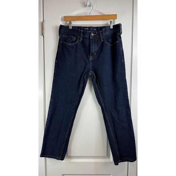 Old Navy Men's Stretch Slim Built In Flex Jeans Dark Rinse Wash Size 33 x 26 - Picture 1 of 12